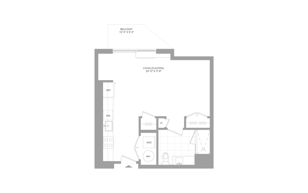 S3 Studio 1 Bath Floorplan