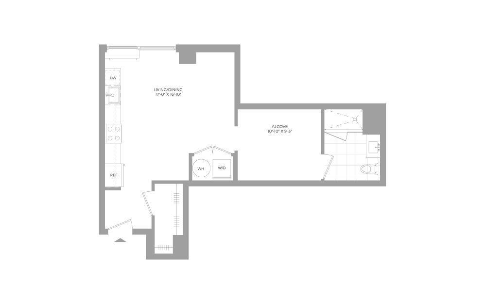 S4 Studio 1 Bath Floorplan