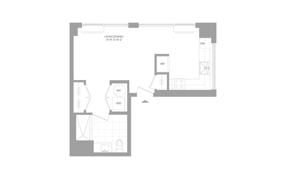 S6 Studio 1 Bath Floorplan