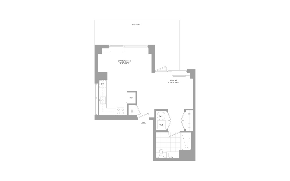 S8 Studio 1 Bath Floorplan